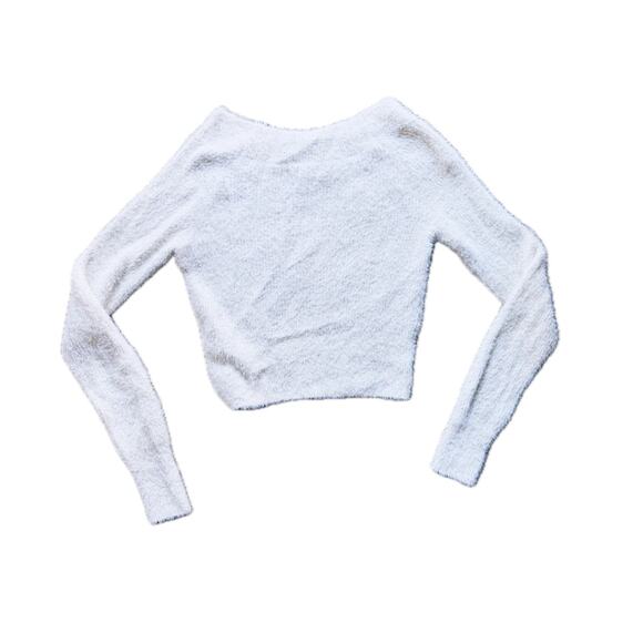 Happily Grey Cream Gold Cropped Sweater Small Holiday - Picture 3 of 7